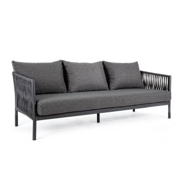 Canapea fixa pentru terasa, din aluminiu si material textil, 3 locuri, Florencia Antracit, l220xA85xH86 cm