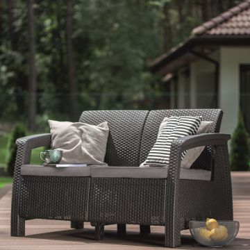 Canapea gradina Keter Corfu Love Seat 2 locuri gri