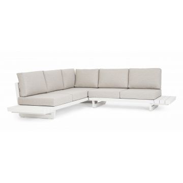 Coltar modular pentru gradina / terasa, din aluminiu, cu perne detasabile, Infinity Alb, l253xA172xH80 cm