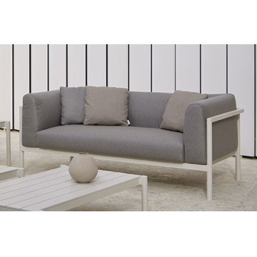 Canapea exterior Point Origin cu 2 locuri cadru crem aluminiu textil gri G2 1252