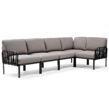 Canapea modulara exterior Nardi Komodo 5 294x154cm cadru antracit perne gri komodo