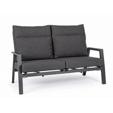 Canapea Recliner pentru gradina / terasa, din aluminiu, 2 locuri, Kledi JX55 Antracit, l152xA81xH98 cm