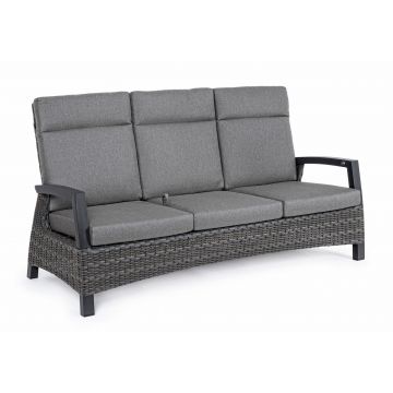 Canapea Recliner pentru gradina / terasa, din aluminiu si fibre sintetice, 3 locuri, Britton JX55 Antracit, l194,5xA83xH103 cm