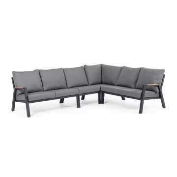 Coltar modular pentru gradina / terasa, din aluminiu, cu perne detasabile, Jacob Antracit, l286xA221xH88 cm