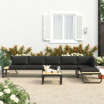 Set canapea de grădină colțar cu perne 4 piese aluminiu WPC