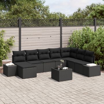 Set canapea 9 piese cu perne Bej Poliratan