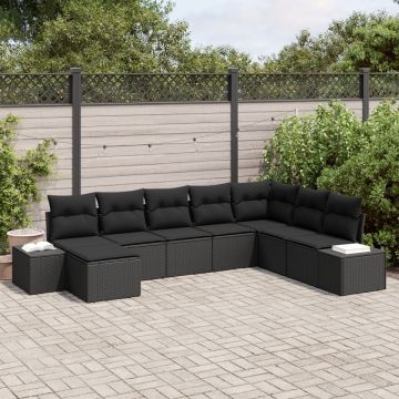 Set de canapea de grădină Set de 8 Negru Poliratan