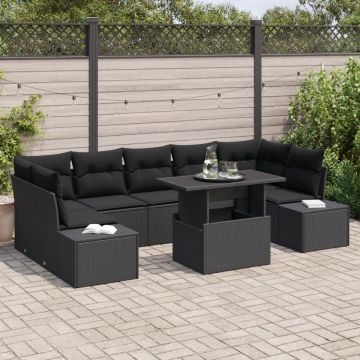 Set de Sofa pentru Grădină Set de 8 Gri Închis Poli Ratan