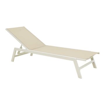 Sezlong Boka, Pako World, Alb, Aluminiu, Bej, 60x192x31 cm